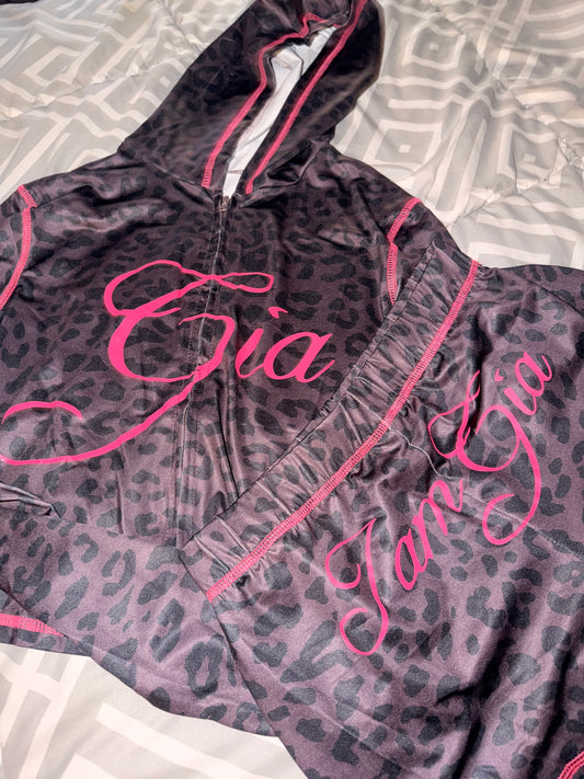 Black cheetah print I.AM.GIA Short set