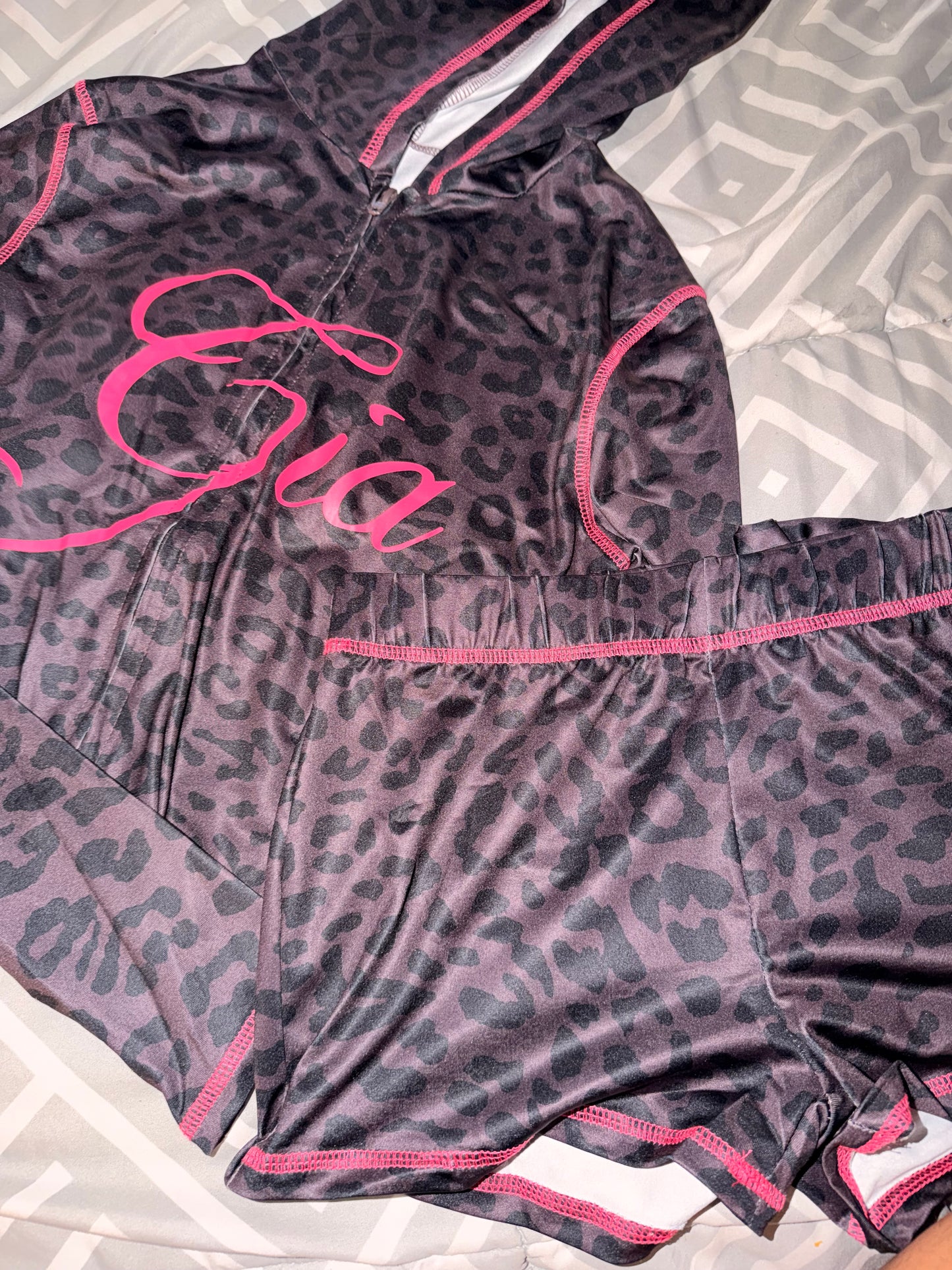 Black cheetah print I.AM.GIA Short set